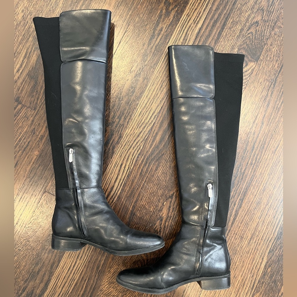 Sam Edelman Pam Black Leather Over the Knee Boots